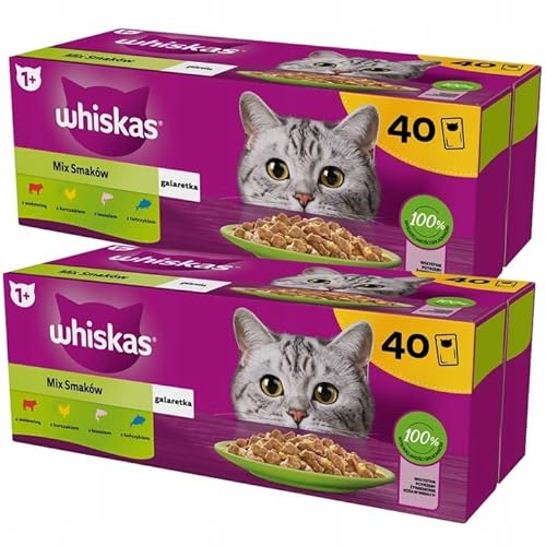 Whiskas Gemischte Auswahl in Gelee Katzennassfutter 80 Portionsbeutel 85g 2-er Pack