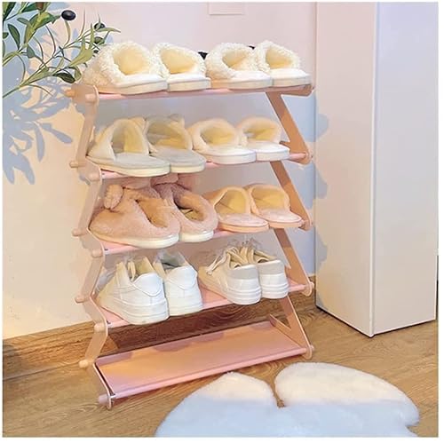 4-lagiges rosa Schuhregal Regal für 8-10 Paar Schuhe Edelstahl-Schuhschrank für zu Hause