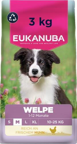 Eukanuba Welpenfutter mit frischem Huhn für mittelgroße Rassen Premium Trockenfutter für Junior Hunde 3 kg
