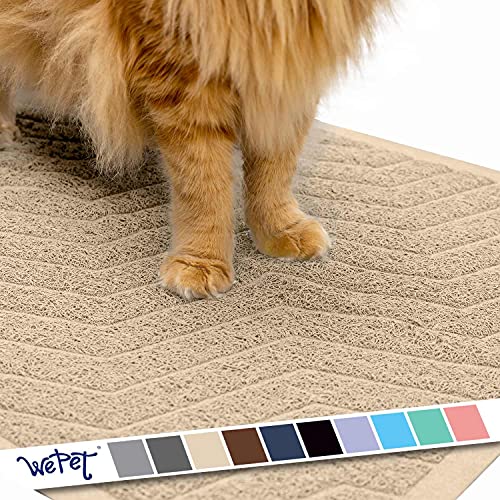 WePet Katzenstreu Matte Katzenstreu Netzmatte 88.9 x 58.4 cm hochwertig langlebig PVC Teppich kein Phthalat Urin wasserdicht leicht zu reinigen waschbar Streukontrolle XL 35 x 23 beige