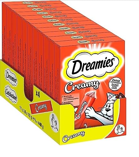 Dreamies Katzenleckerlis Creamy Snacks mit Huhn köstlich cremiger Geschmack 44 Portionsbeutel 11 x 4 x 10g