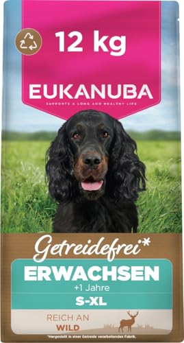 Eukanuba Hundefutter getreidefrei mit Wild Premium Trockenfutter ohne Getreide für ausgewachsene Hunde Aller Rassen 12 kg