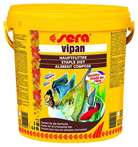 sera 00190 vipan 2 kg 10 l der Klassiker Hauptfutter für alle Zierfische im Aquarium Flockenfutter mit Präbiotika verbessert die Futterverwertung damit geringere Wasserbelastung 2 kg 1er Pack