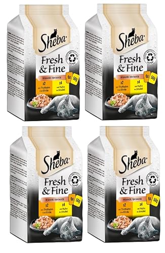 SHEBA Portionsbeutel Multipack Fresh Fine in Sauce - Verschiedene Geschmacksrichtungen 4x6x 50g Truthahn Huhn