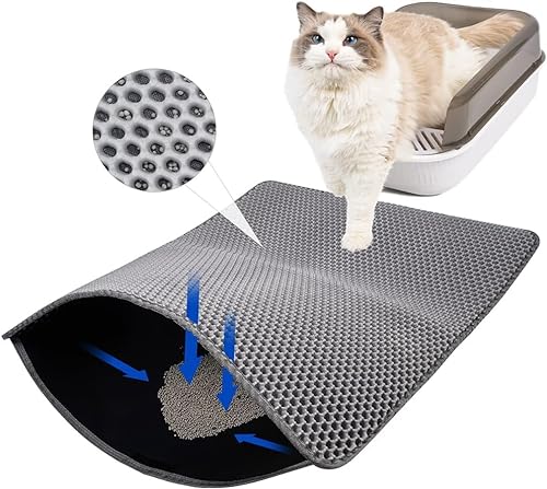 Katzenstreu-Matte Wabenmatte doppellagig Urin- und Wasserfeste Katzenstreu-Fängermatte 76 2 x 55 9 cm groß waschbar leicht zu reinigen Streumatte