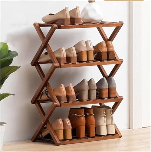 Schuhregal aus Bambus mit 3 Ebenen großes Fassungsvermögen faltbarer Schuhschrank braun 4 Ebenen platzsparend für Eingangsbereich Schrank Flur verschiedene Optionen erhältlich