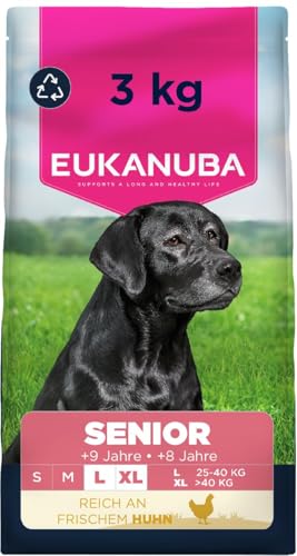 Eukanuba Senior Hundefutter mit frischem Huhn für große Rassen Premium Trockenfutter für ältere Hunde 3 kg
