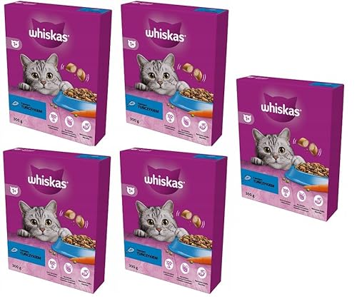 Whiskas Adult 1 Trockenfutter mit Thunfisch im Karton 5x300g 5 Packungen - Katzentrockenfutter für Erwachsene Katzen - unterschiedliche Produktverpackungen erhältlich
