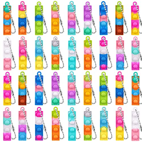 Yeefunjoy Pop Push It Fidget Toy 36 Stück Mini Silikon Schlüsselbund Toys Anti Stress Sensorik Pop Figdet Toys Spielzeug Autismus braucht Stressabbau Taktiles Logikspiel für Kinder