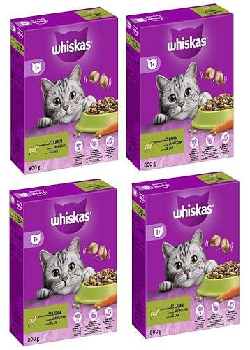 WHISKAS Karton Trocken 1 Katzenfutter Katzentrockenfutter 4X 800g Lamm