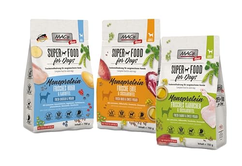 Mac s Dog Trockenfutter Multipack 3 x 750g Huhn Ente Kaninchen Mono Getreidefrei und gut verträglich hergestellt in der Eifel Premium Trockenfutter für Hunde