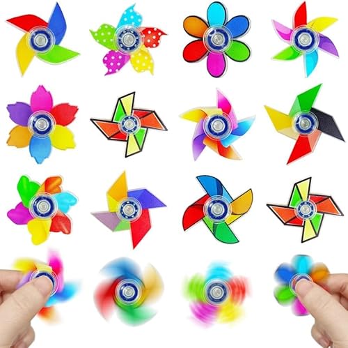 Lubibi 12 Stück Fidget Spinner Sensorisches Hand Zappelspielzeug Neuheit Bunte Windmühlen Spinner Schreibtisch Spielzeug Sortiment Party Tasche Füller für Jungen Mädchen Erwachsene