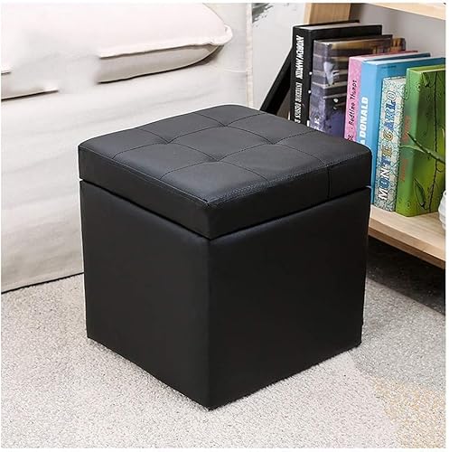 CATANK Schuhwechselhocker Faltbarer Ottomane Aufbewahrungsbox Ottomane Stoff-Ottomane und Fußstütze ideal für Spielbox Bettende Schuhregal Sitzbank 30 30 32 cm Farbe Schwarz