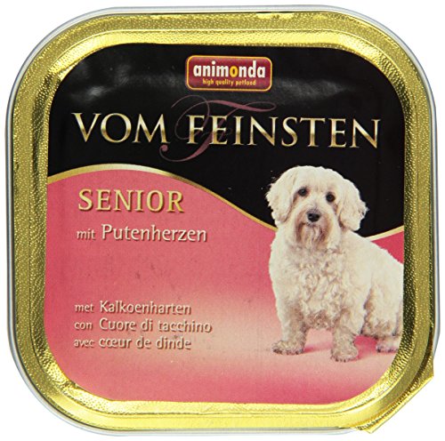  Vom Feinsten Putenherzen 22x 150g Hundenassfutter für ältere ab 7 Jahren für fein stückigen Pasteten Getreide