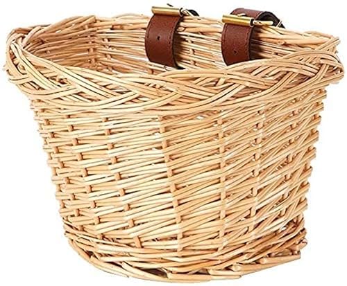 Kinderfahrrad Fahrradkorb Aufhängekorb geeignet für Jungen und Mädchen Kinderfahrradzubehör umweltfreundlicher handgefertigter Rattan Korb Braun