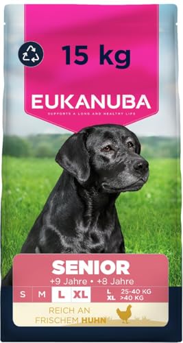 Eukanuba Senior Hundefutter mit frischem Huhn für große Rassen Premium Trockenfutter für ältere Hunde 15 kg