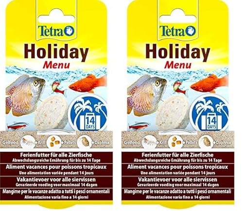 Tetra Holiday Menu - Ferienfutter für Zierfische Gelfutterblock mit Krill Pellets und Daphnia abwechslungsreiche Ernährung für bis zu 14 Tage 30g Packung mit 2