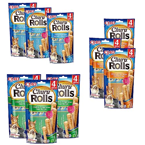 3 Churu Cat Snack Rolls Huhn mit Thunfisch 3 Snack Rolls Huhn 3 Snack Rolls Huhn Thunfisch und Jakobsmuscheln