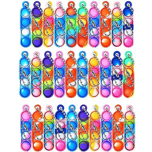 CUHZA 30 Stück Pop Push It Fidget Toy Mini Squeeze Pop Push It Fidget Toys Poppet Bubble Finger Toys Autismus for ADHS Squeeze Toys Stress Reliever Anti-Angst für Kinder Erwachsene