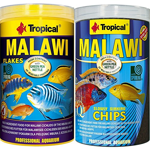 Tropical 1 Liter Malawi Chips 1 Liter Malawi Flocken Doppelpack 2 er Set Cichlid Malawi Fischfutter