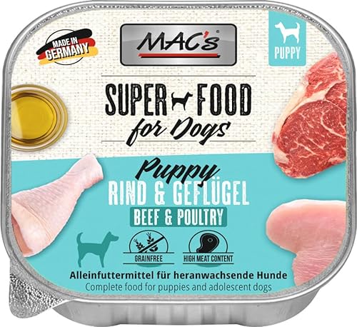 Mac s Dog Nassfutter für Hunde 10 x 150 g Welpen Fleisch und Geflügel