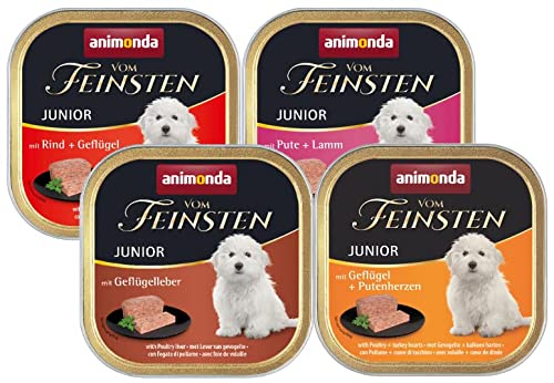 Animonda vom Feinsten Junior Mix 150g zu je 11 oder 22 Schalen erhältlich alle 4 Sorten Hundefutter - Nassfutter für Junge Hunde 11