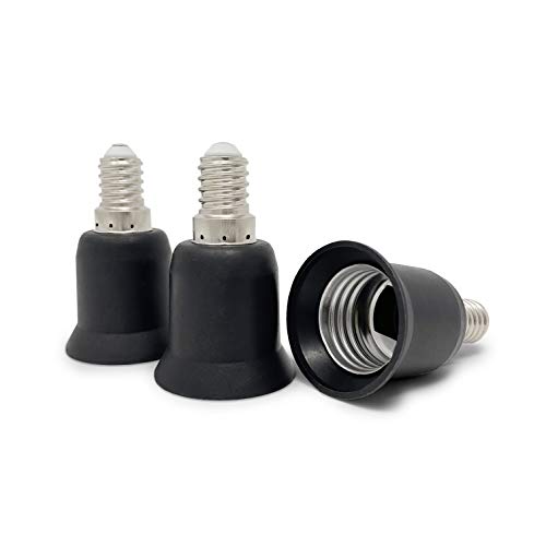 CROWN LED 3x Lampensockel Adapter, E14 Fassung auf E27 Fassung, Lampenadapter in Schwarz