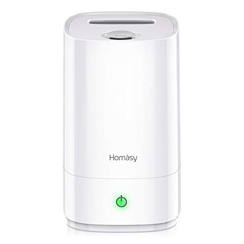 Homasy Ultraschall Luftbefeuchter, 4.5L Top-Füllung Humidifier bis zu 40-50m², Ultra Leise Raumluftbefeuchter, Luftbefeuchter Schlafzimmer mit Schlafmodus, 30h Arbeitszeit-Weiß