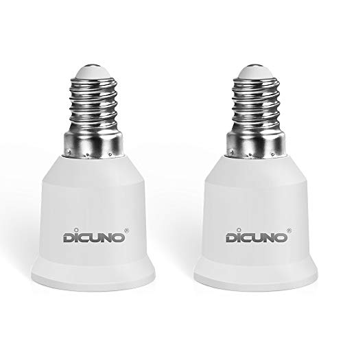 DiCUNO E14 bis E27 Sockel Konverter 2-Pack Socket Adapter Hochwertige Lampensockel Adapter für LED-Lampen und Glühlampen und CFL-Lampen