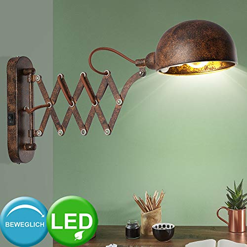 Wand Lampe rost gold Wohn Arbeits Zimmer Wand Strahler verstellbar m Set inkl. LED Leuchtmittel