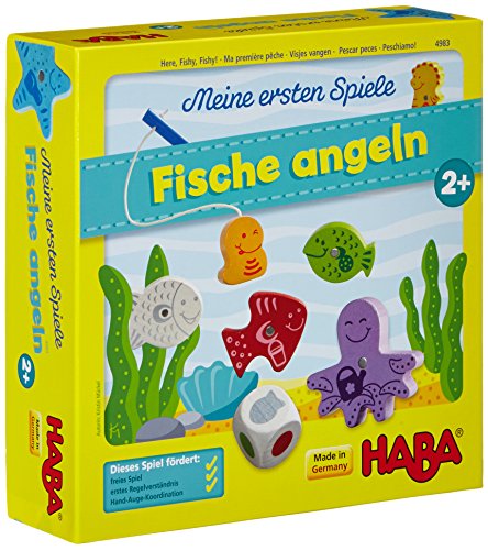 Haba 4983 - Meine ersten Spiele Fische angeln, spannendes Angelspiel mit bunten Holzfiguren, Lernspiel und Holzspielzeug ab 2 Jahren, Motorikspielzeug