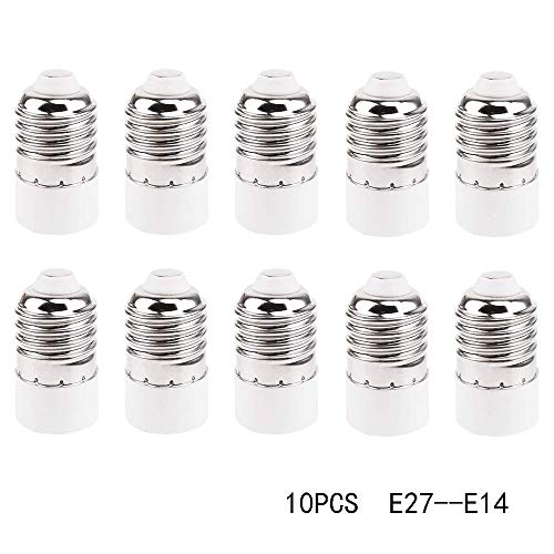 Lampensockel Adapter Konverter (10 Stück) für E27 Fassung auf E14 Sockel Lampenadapter - Lampensockeladapter für LED Halogen Energiespar Lampen, Sockeladapter