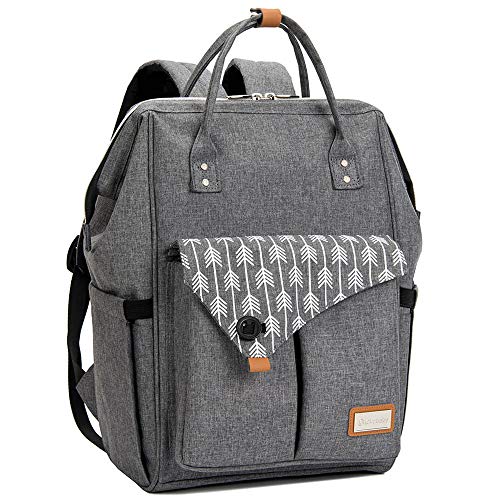 Baby Wickelrucksack Wickeltasche mit Wickelunterlage Multifunktional Große Kapazität Babytasche Reisetasche für Unterwegs, Grau