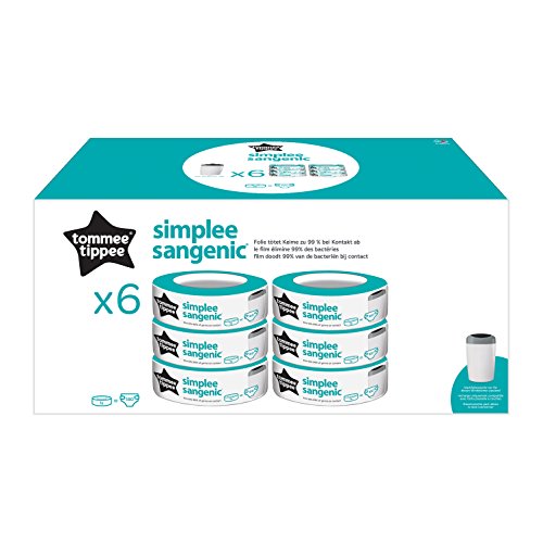 Tommee Tippee Simplee Sangenic-Nachfüllkassette x 6 (nur kompatibel mit Simplee Sangenic bin)