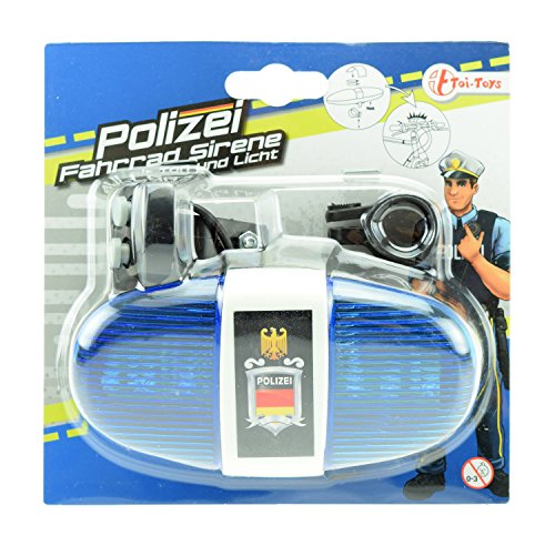 Toi-Toys 55008A - Fahrradlampe Polizei mit Sirene und Blaulicht