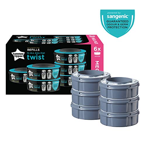 Tommee Tippee Windeleimer Nachfüllkassette Für Twist & Click Und Sangenic Tec Windeleimersysteme, Garantierter Schutz Vor Geruch Und Keimen, 6er Set