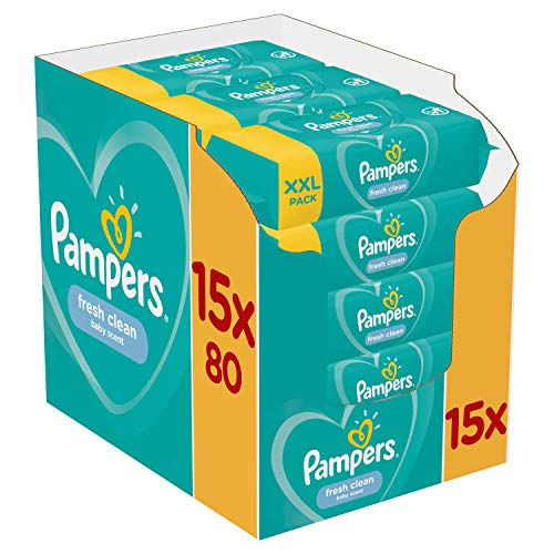 Pampers Fresh Clean Feuchttücher 15 Packungen, 1200 Feuchttücher