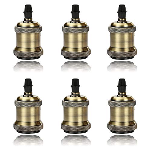 6x GreenSun LED Lighting Vintage Edison Lampenfassung E27 Fassung Deckenfassung Sockel Lampenfuß Retro Hängelampe Halter Pendelleuchte Adapter DIY Lampenzubehör, Bronze