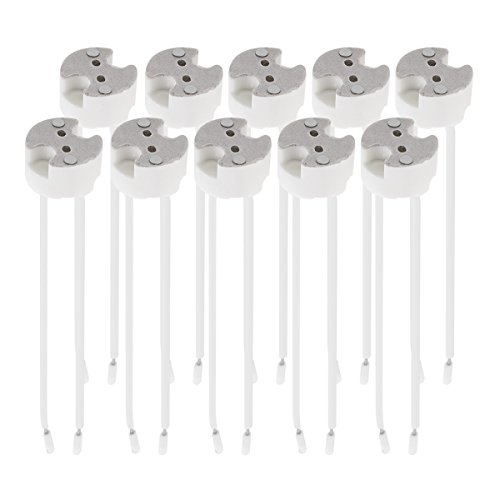 kwmobile 10x GU5.3 Fassung mit 12V Kabel - MR16 Bauform - 0,5mm² Kabeldurchmesser - Keramik Sockel - GU 5.3 Fassungen Set Halogen und LED Leuchtmittel