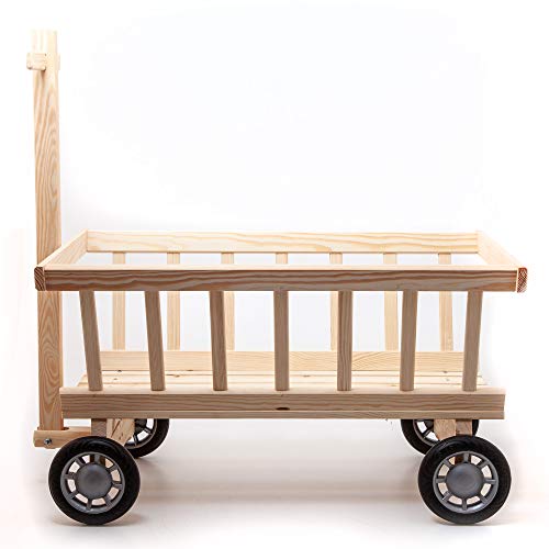 HolzFee Kinder-Handwagen 72 x 41 x 37 cm mit Deichsel 70 cm