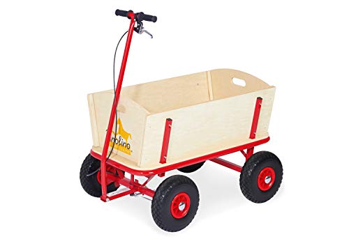 Pinolino Bollerwagen Til mit Bremse, aus massivem Holz, Oberteile komplett abnehmbar, Tragfähigkeit 80 kg, für Kinder ab 2 Jahren