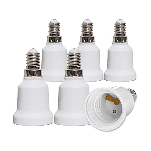 Kundorf 6 Stück Lampensockel Lampenfassung Adapter Konverter E14 auf E27 Fassung für LED Halogen Energiespar Lampen weiß