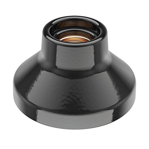ledscom.de E27 Porzellan Lampen-Fassung Elektra, rund, schwarz, 90mm