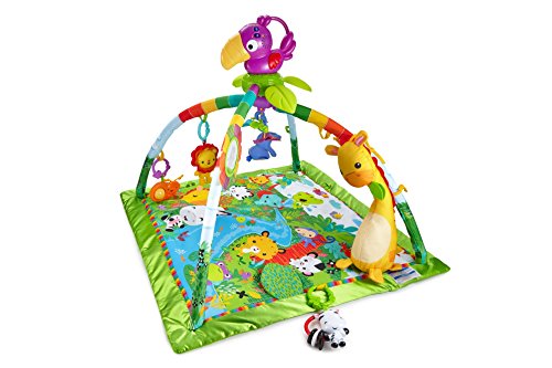 Fisher-Price DFP08 - Rainforest Erlebnisdecke, Krabbeldecke mit Musik und Lichtern, Spieldecke für Babys mit weichem Spielbogen,  ab 0 Monaten, mit Tukan
