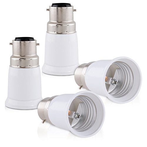 kwmobile 4x Lampenadapter Bajonett Konverter B22 Fassung auf E27 Lampensockel für LED-, Halogen-, Energiespar Lampen