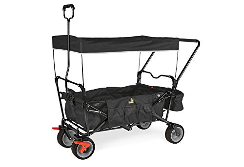 Pinolino Klappbollerwagen Paxi dlx Comfort mit Bremse, inkl. Sonnendach und Tragetasche, komfortabler Schiebegriff, Tragfähigkeit 70 kg, schwarz